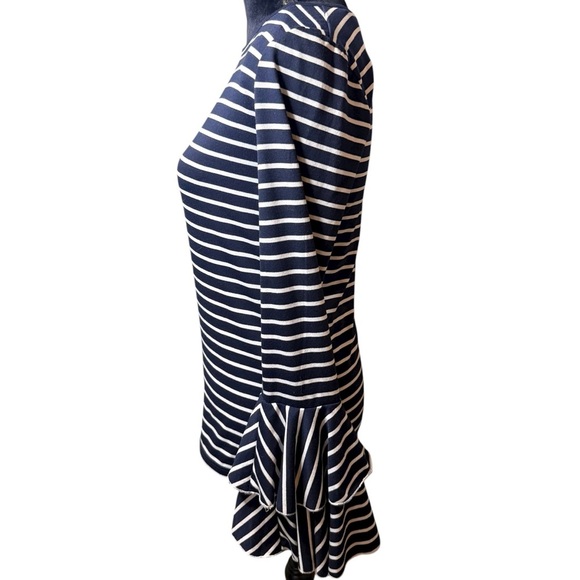 Andthewhy | NWT Navy and White Striped Top with Flair Cuffs | Sz S - Picture 3 of 9